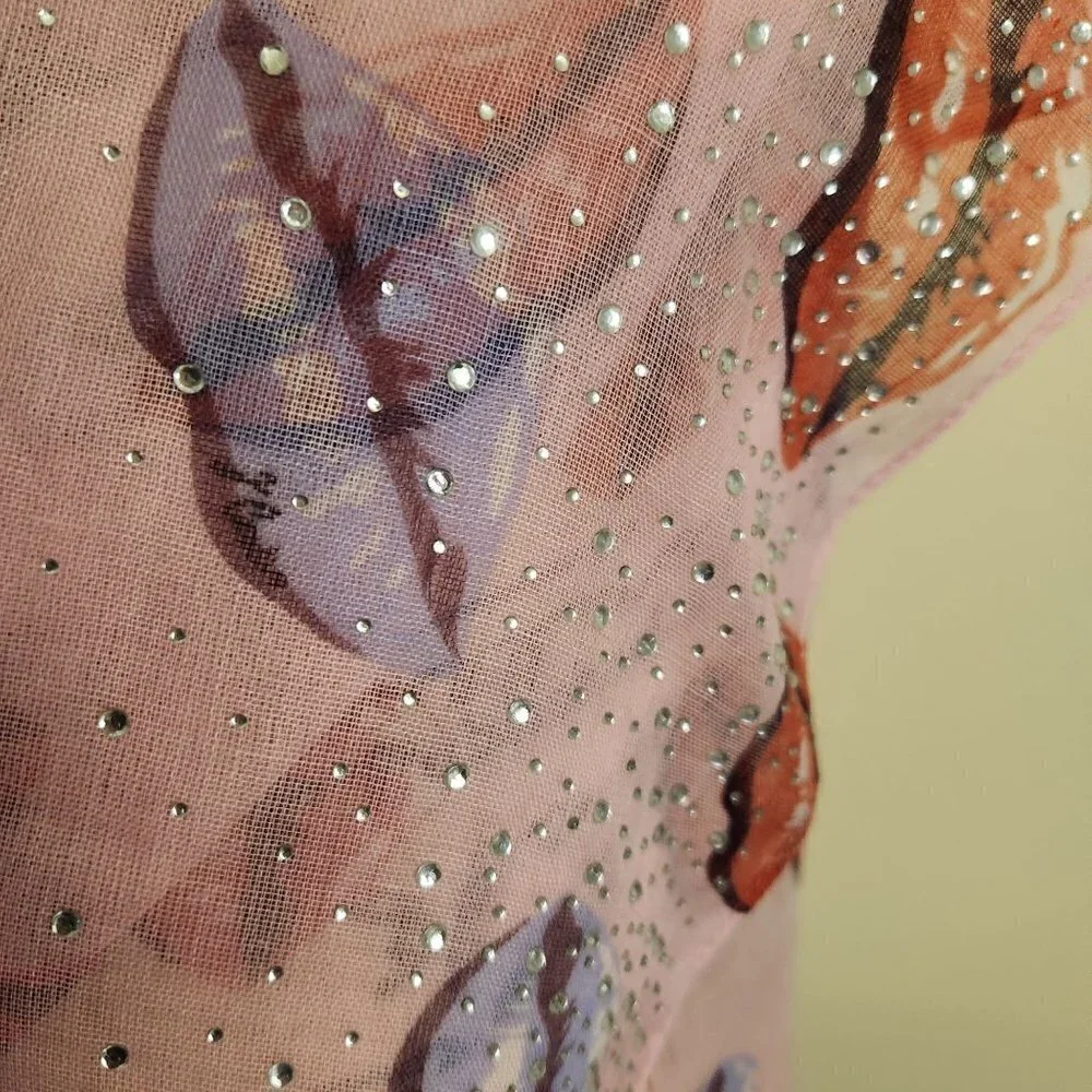 Juicy Couture Y2K Lightweight Lips Rhinestone Scarf 64